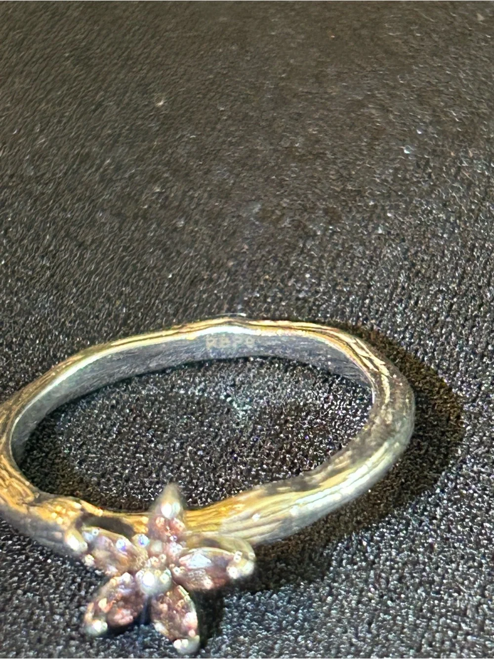 Silver Pink Flower Ring - Elegant Floral Design